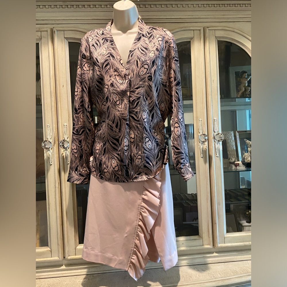 Elegant Liz Claiborne pullover sz M, Blouse blk pink